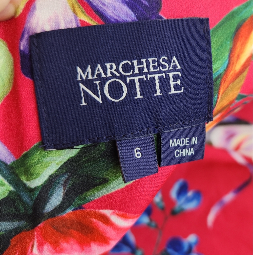 Marchesa Notte Women's Ribbons Tulle Midi Dress in Pink - Picture 11 of 12